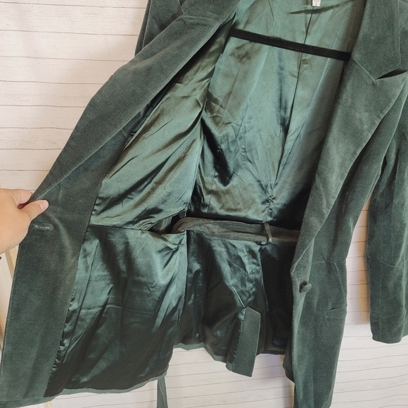 Good American Green Velvet Fit and Flatter Blazer Jacket, sz 4 / XL - Picture 9 of 15